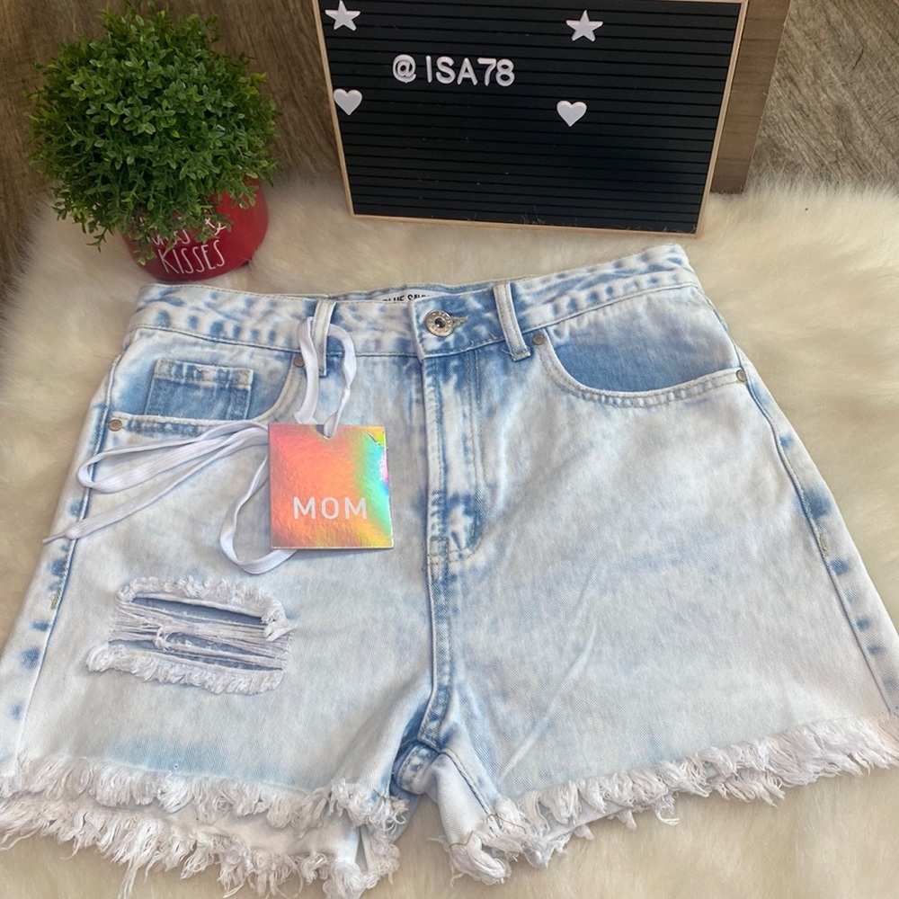 BLUE SAVVY HIGH RISE DISTRESSED DENIM SHORTS